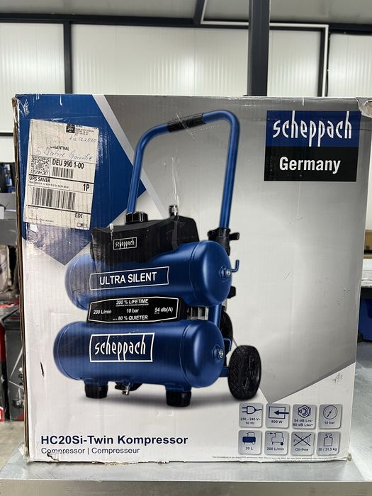 Супер тих Безмаслен Компресор 20л. Scheppach HC20Si-TWIN