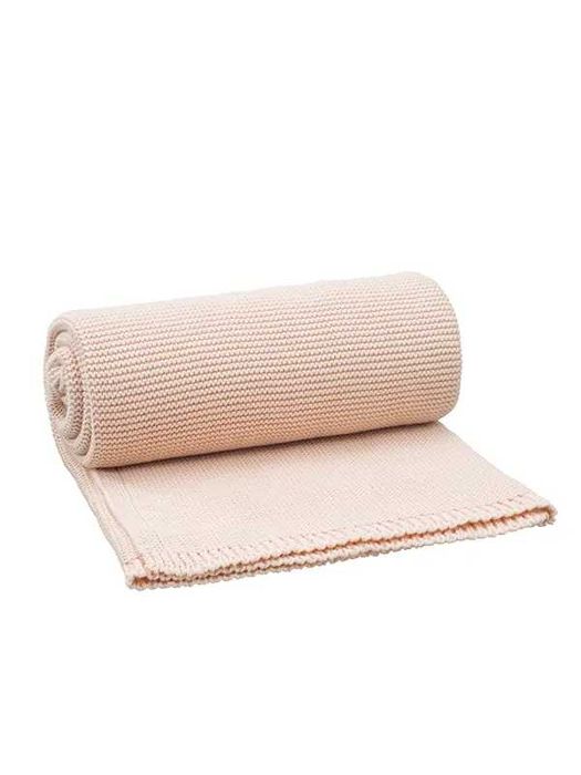 Pătură împletită, din bumbac organic, 80×100 cm, Dusty pink