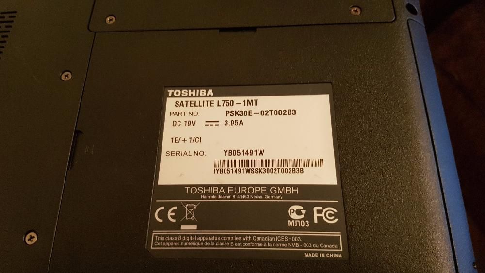 Лап топ TOSHIBA L750 (512 SSD+8RAM)