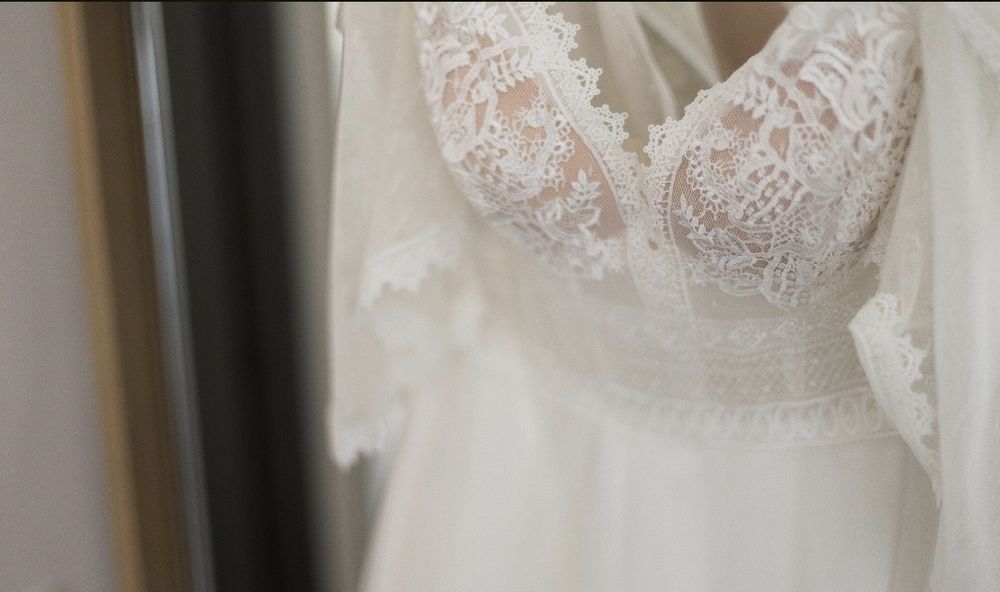 Rochie de mireasa A line cu mâneci detasabile