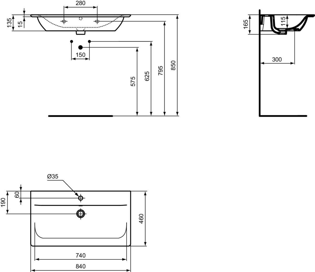 Lavoar pe mobilier Ideal Standard Connect Air 84x46 cm | NOU