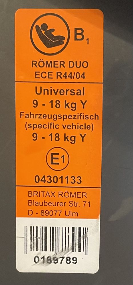 Scaun auto copii Britax Romer Duo Isofix 9-18kg
