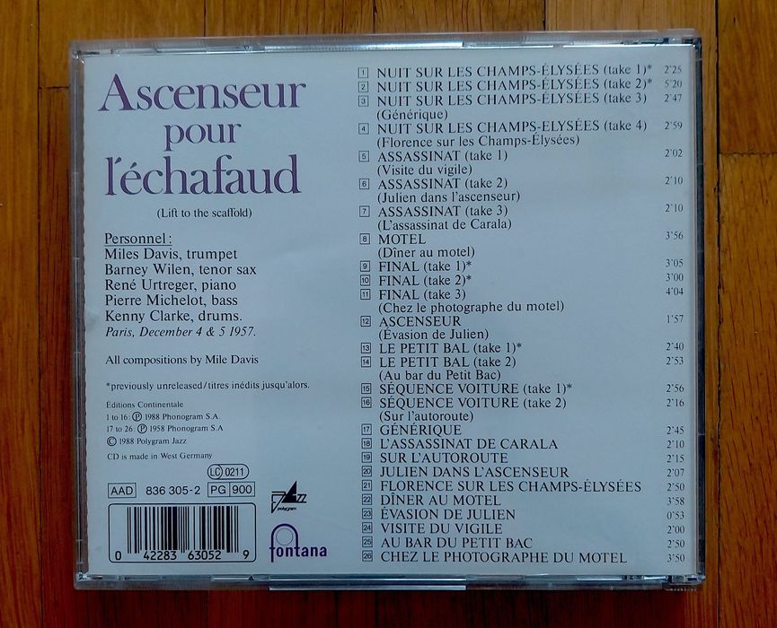 Продавам оригинален диск: Miles Davis - Ascenseur Pour L'Echafaud