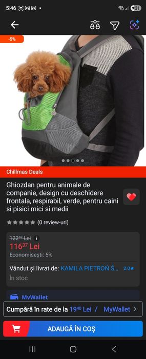 Ghiozdan pentru animale de companie