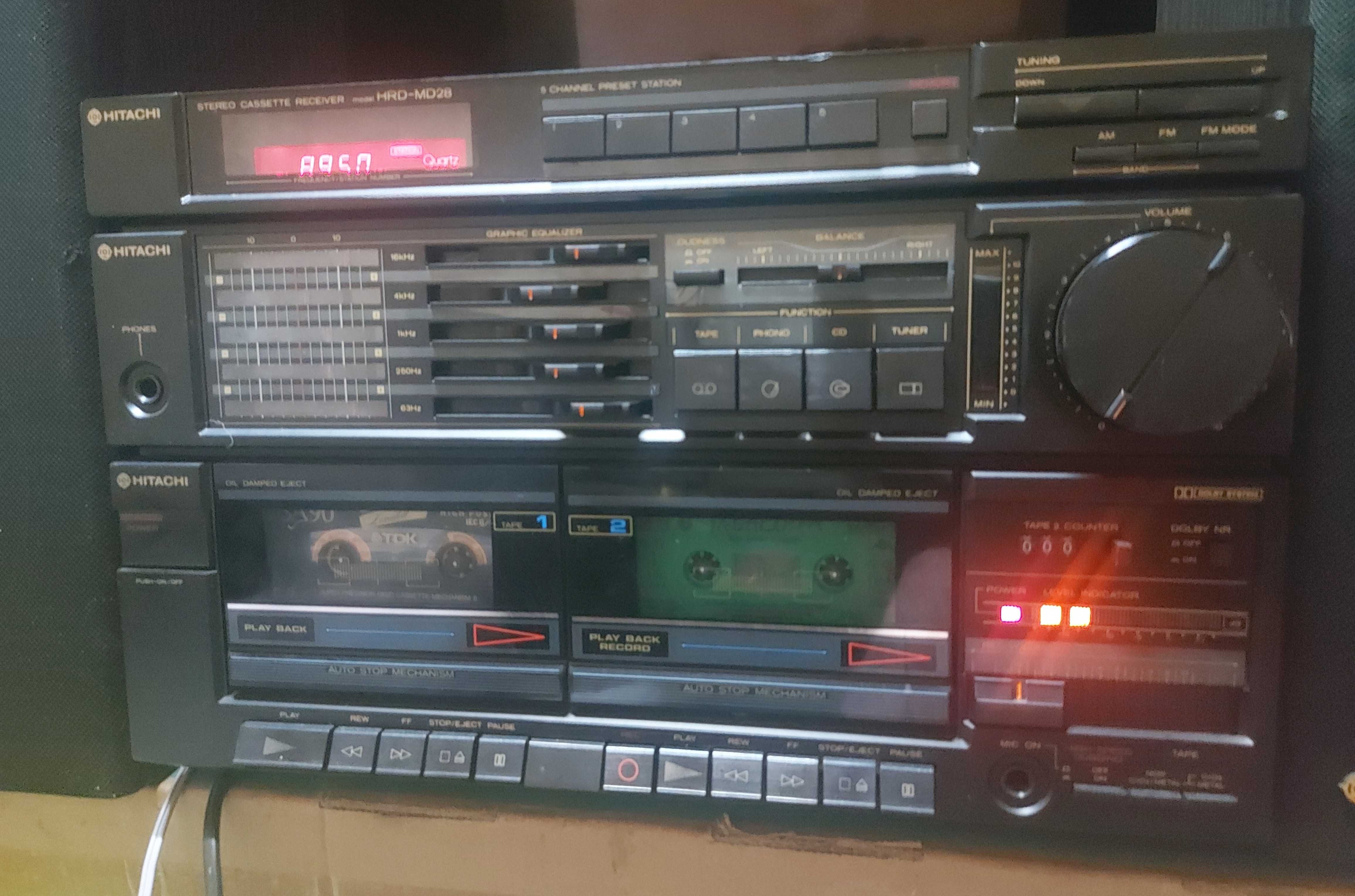 Hitachi HRD-MD28 & Htachi HS-E38 AM-FM Stereo Cassette Recorder & 2Way
