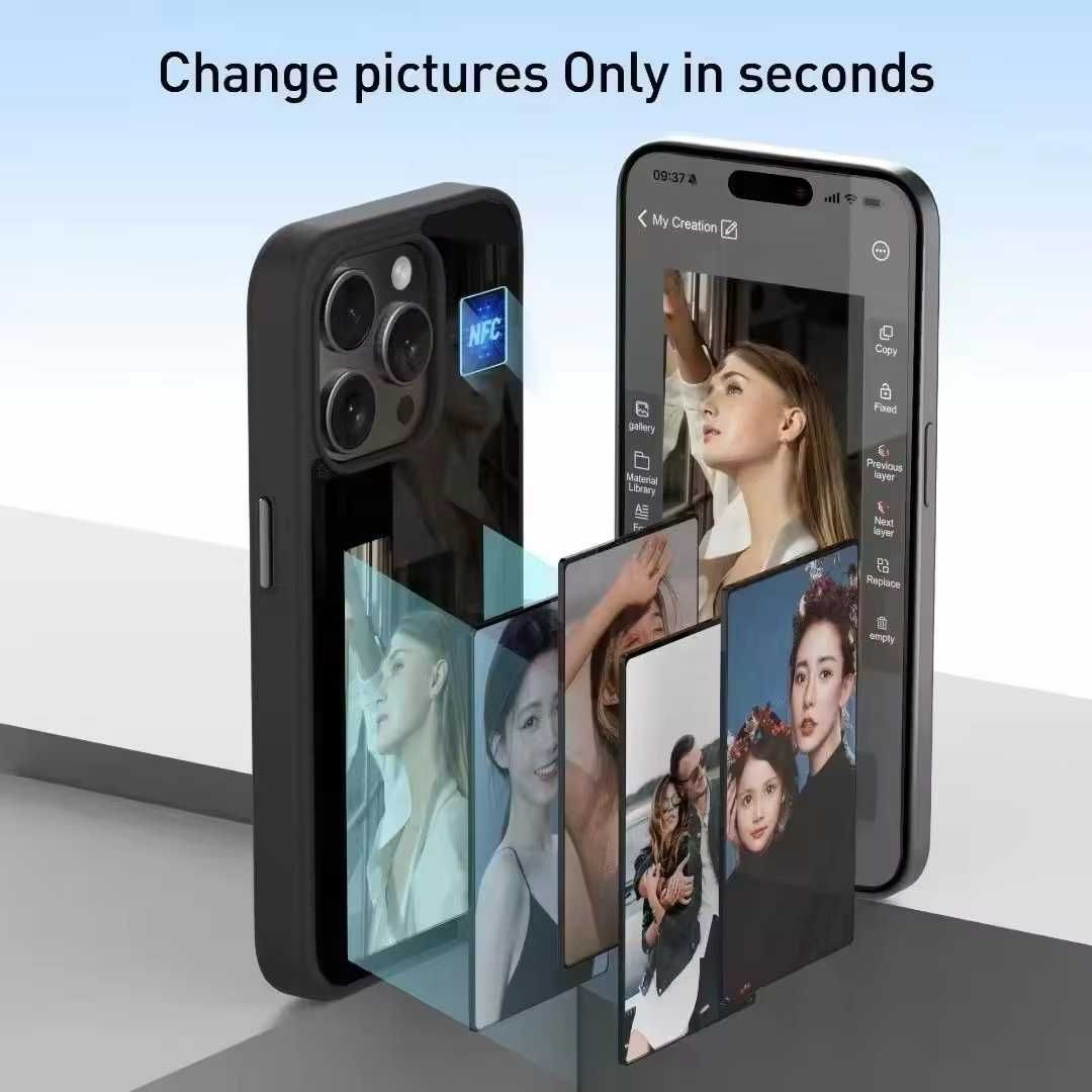 Стильный чехол с NFC и экраном для iPhone 16, 15, 14