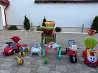 Jucari, mașinuțe, premergător și scaun de masă bebe
