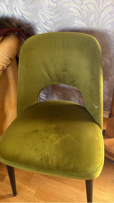 Scaune de catifea de culoare kaki 6 buc