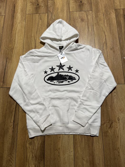 Corteiz 5 Starz Alcatraz Puff Print White Hoodie