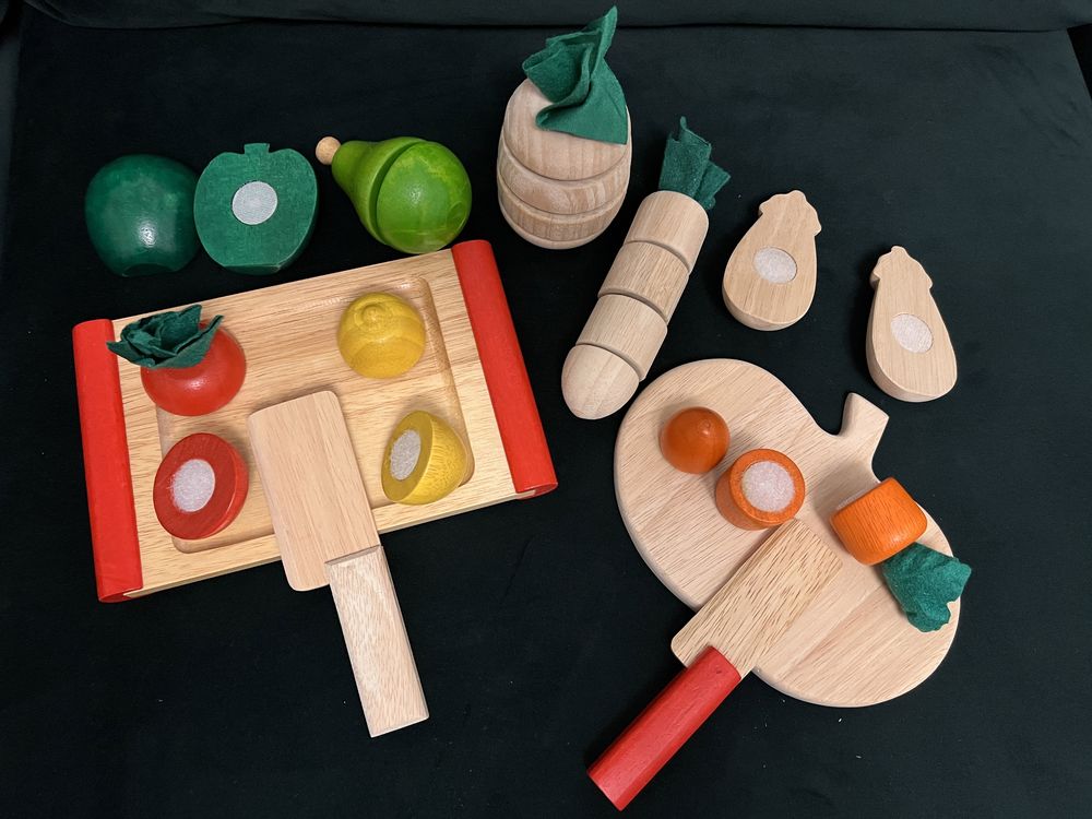 Puzzle Set montessori Lemn Legume si Fructe Bucatarie