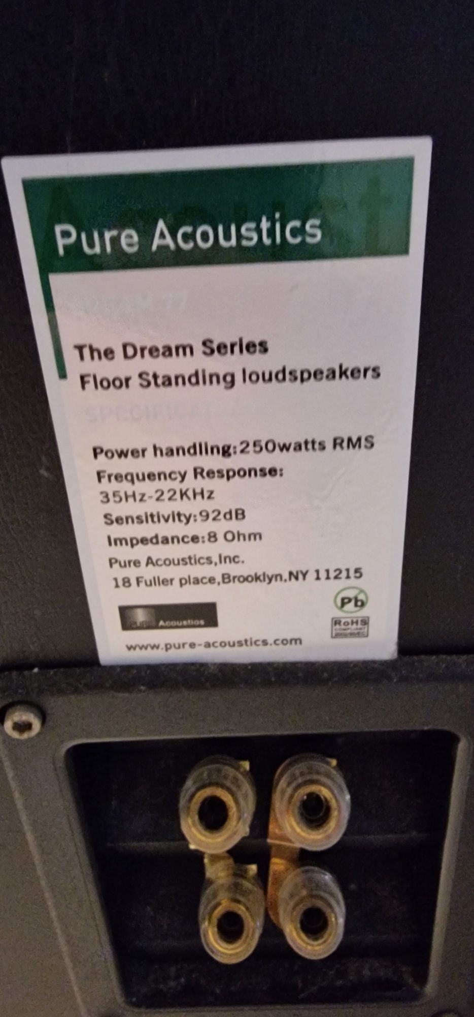 Pure Aucustics Boxe 250 Watts RMS din SUA