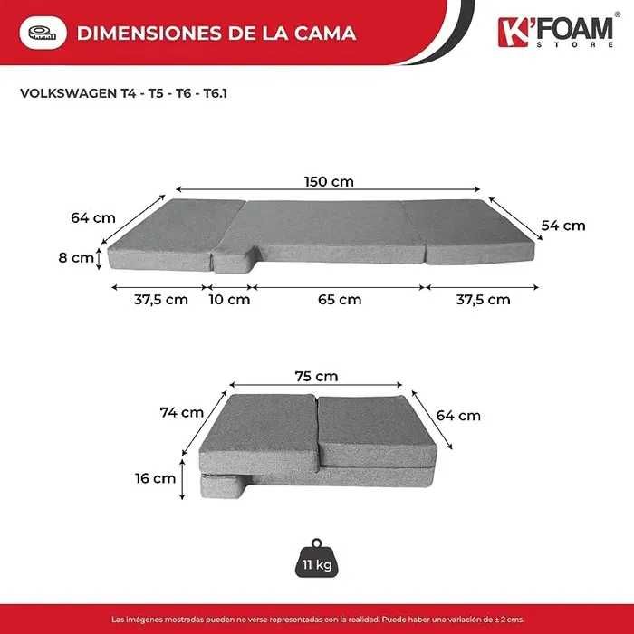 Saltea pliabila pentru Volkswagen T4, T5 și T6 Transporter, Multivan