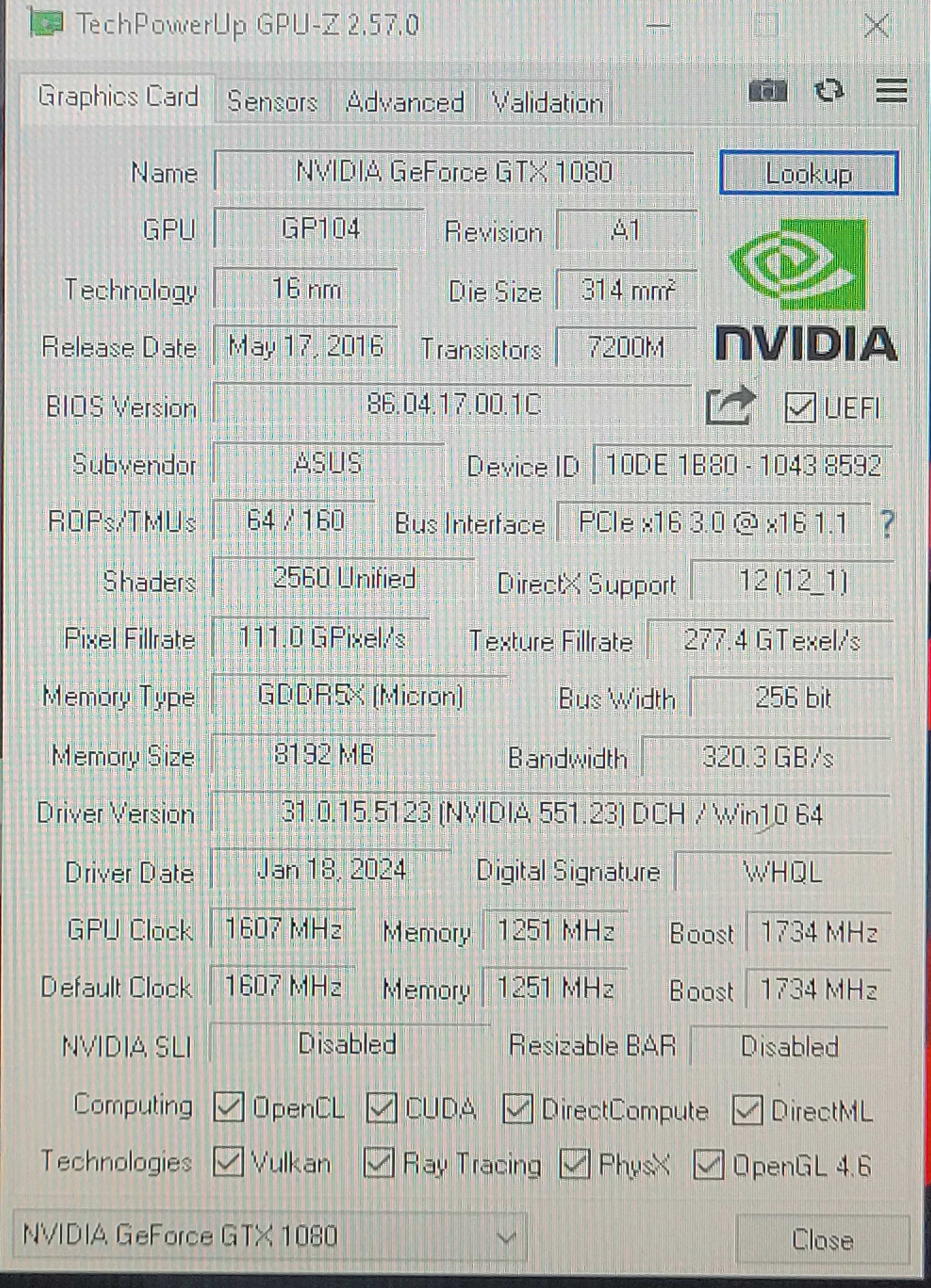PC Gaming  I3-6100 3,70Ghz 8Gb DDR4 SSD256Gb  Rog Strix GTX1080 8Gb