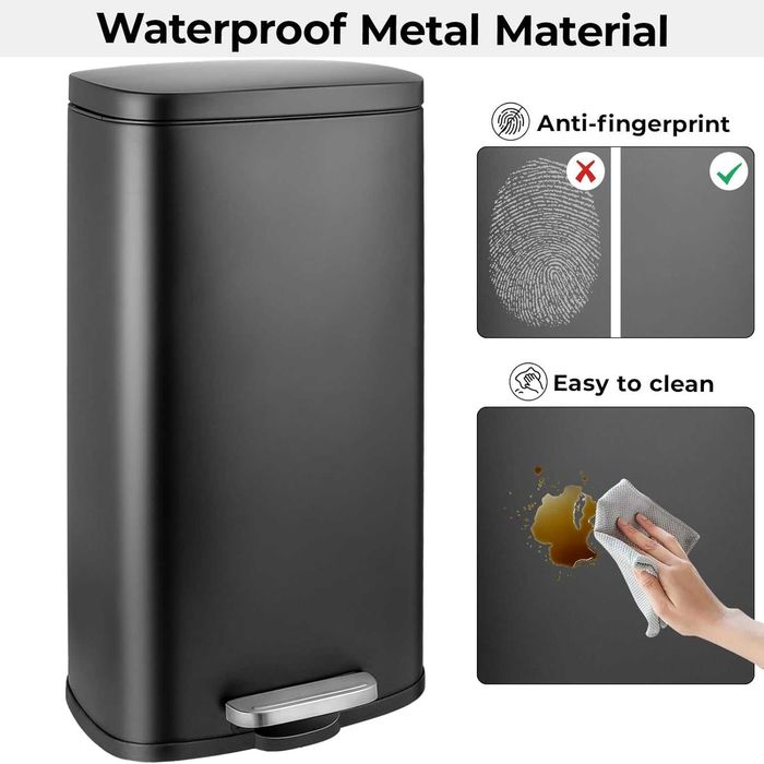 Кош за боклук с безшумен капак 5 l+50l черен цвят