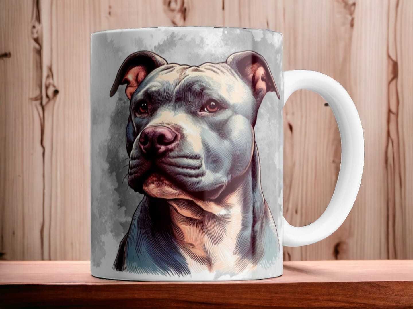 Cana personalizata, Pitbull, Ceramica, Alb, 350 ml