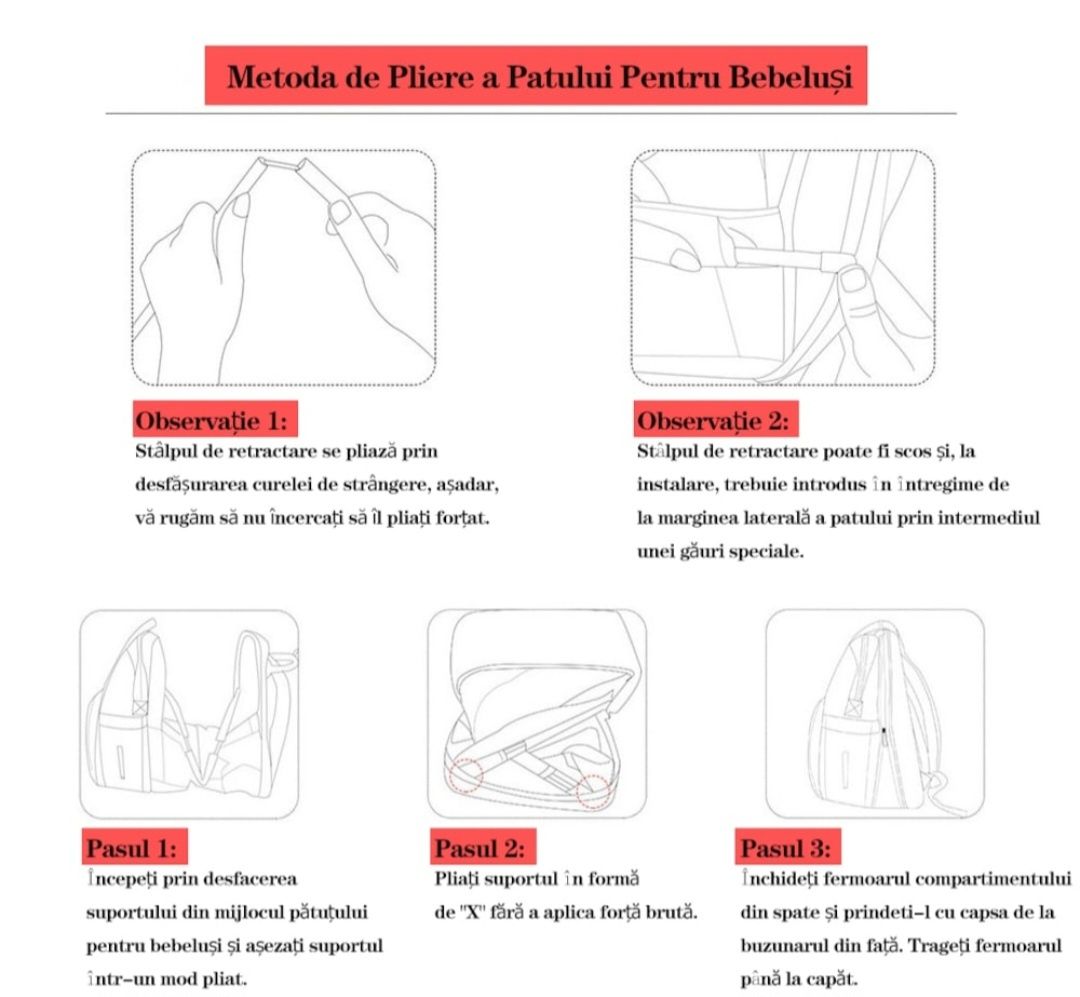 Geanta de maternitate, cu patut extensibil