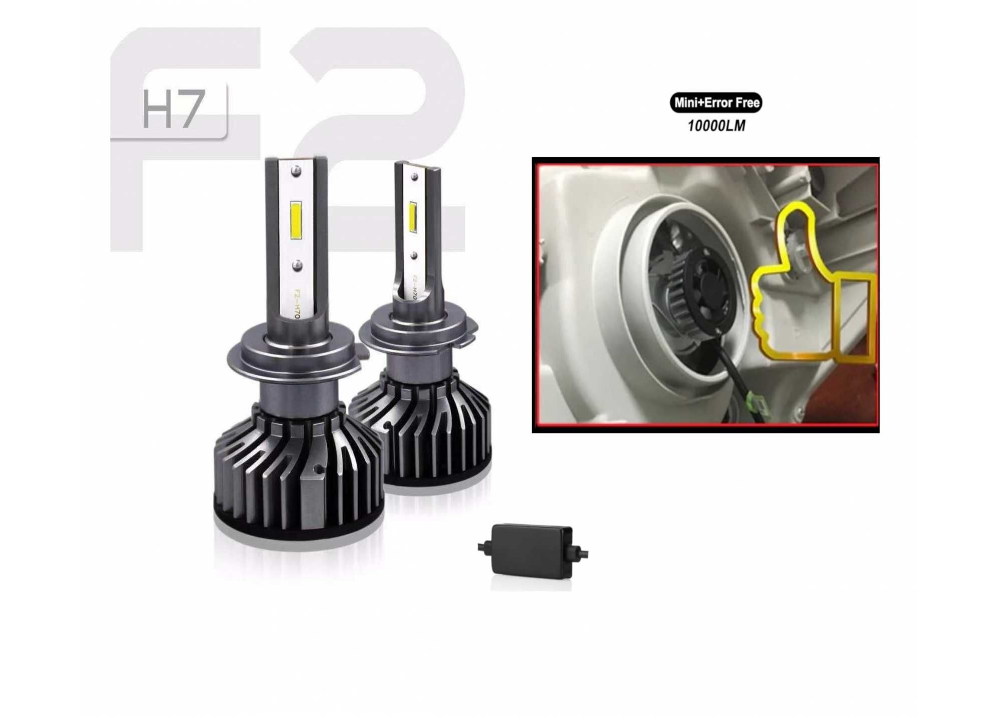 Комплект Умалени Led Крушки H7 72W 10000lm За Фарове CanBus без Грешки