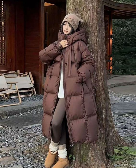 Женский пуховик женская куртка длинная теплая с капюшоном