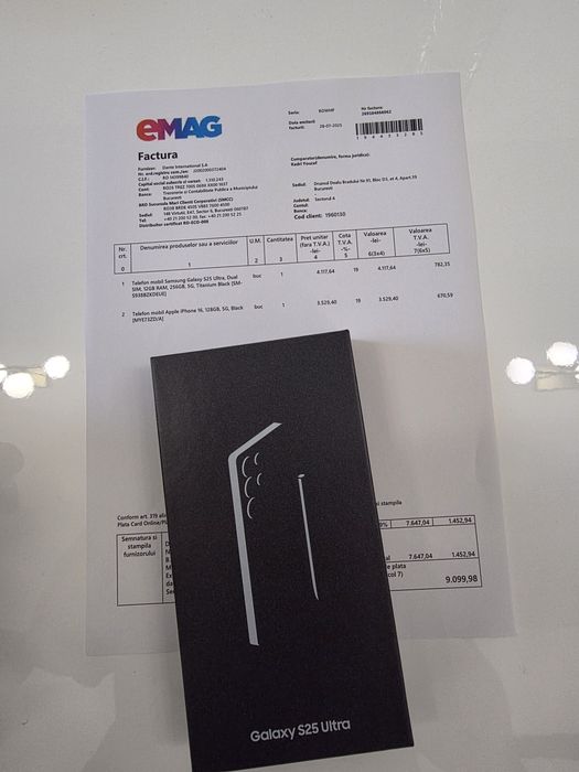 Samsung s25 Ultra 5G Black 512Gb NOU Sigilat Factură 2 ANI GARANȚIE