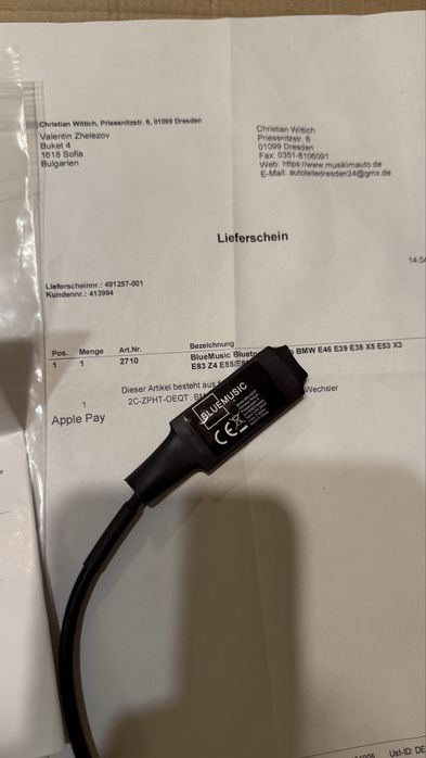 BlueMusic Bluetooth Audio BMW E46 E38 E39 3+6 Pin