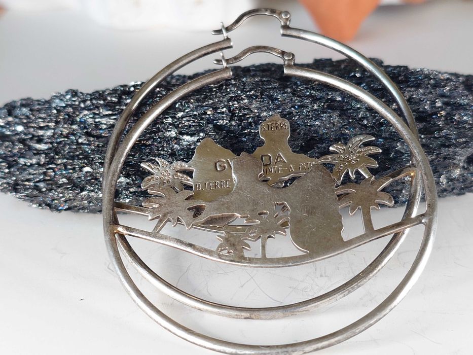 Cercei creole XL din argint „GWADA” (Guadeloupe)