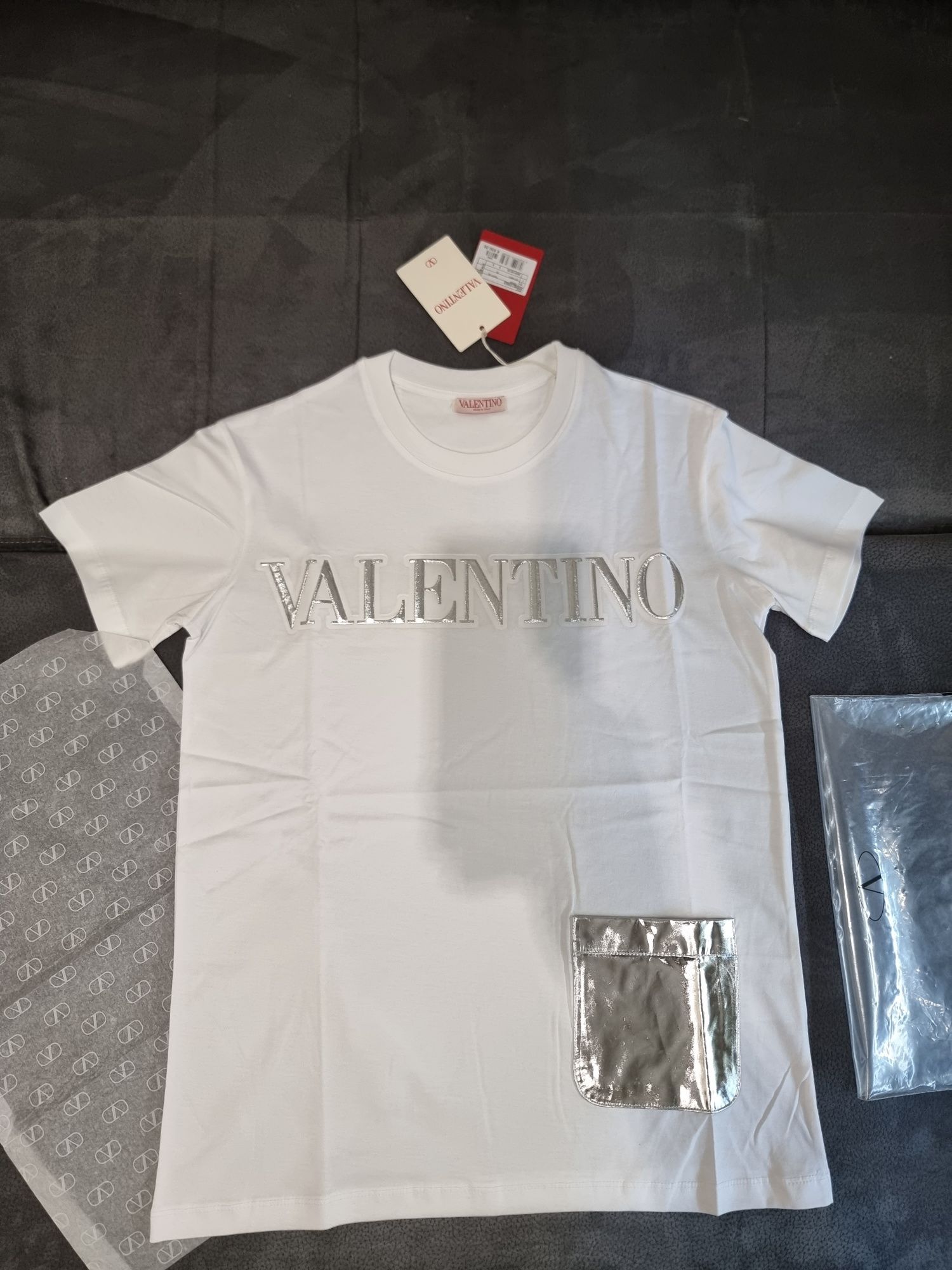 Valentino Garavani embossed silver pocket T-shirt