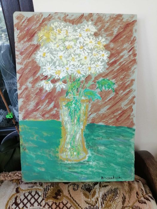 Acuarela originala Karl Meisenbach (1898 - 1976) - Vaza cu narcise