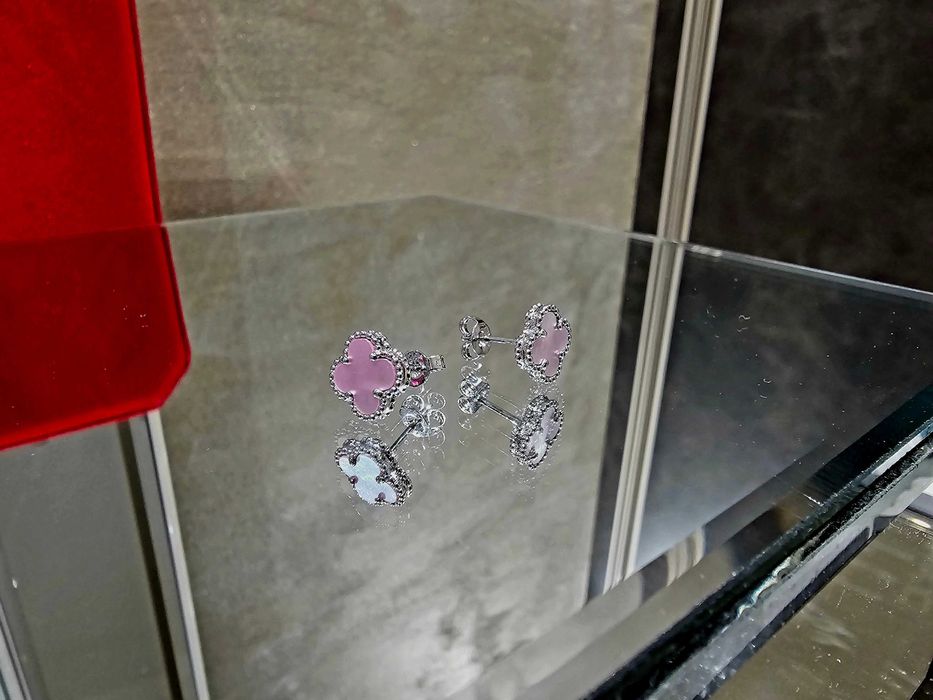 Van Cleef & Arpels VCA Silver Pink Opal Sweet Alhambra Дамски Обеци