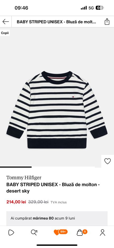 Bluza baietei Tommy hilfiger