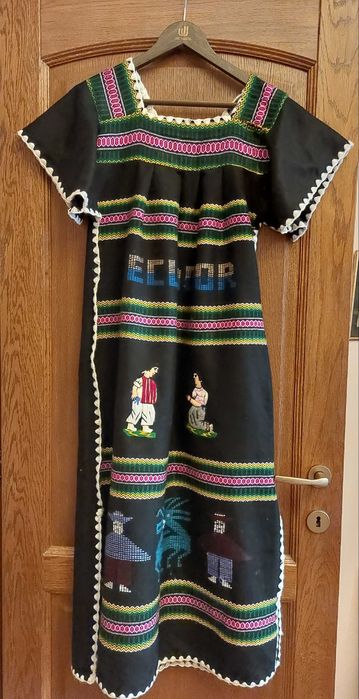 Rochie spectaculoasa etno manuala, amestec lana, marimea S-M-L