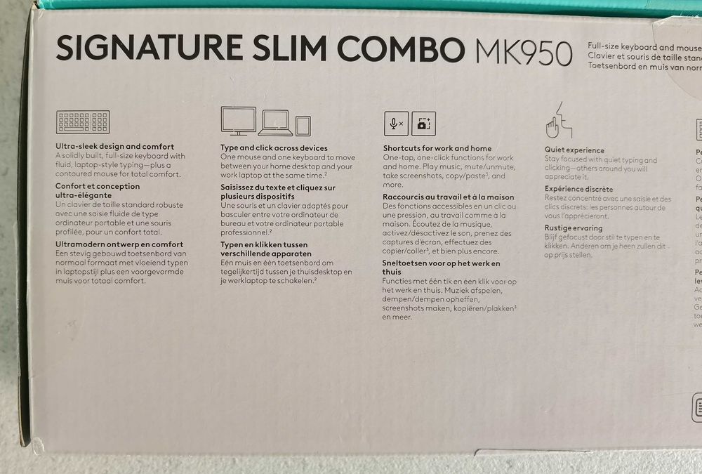 Клавиатура и мишка-комплект Logitech MK 950 Slim Combo WHITE НОВИ-2г.