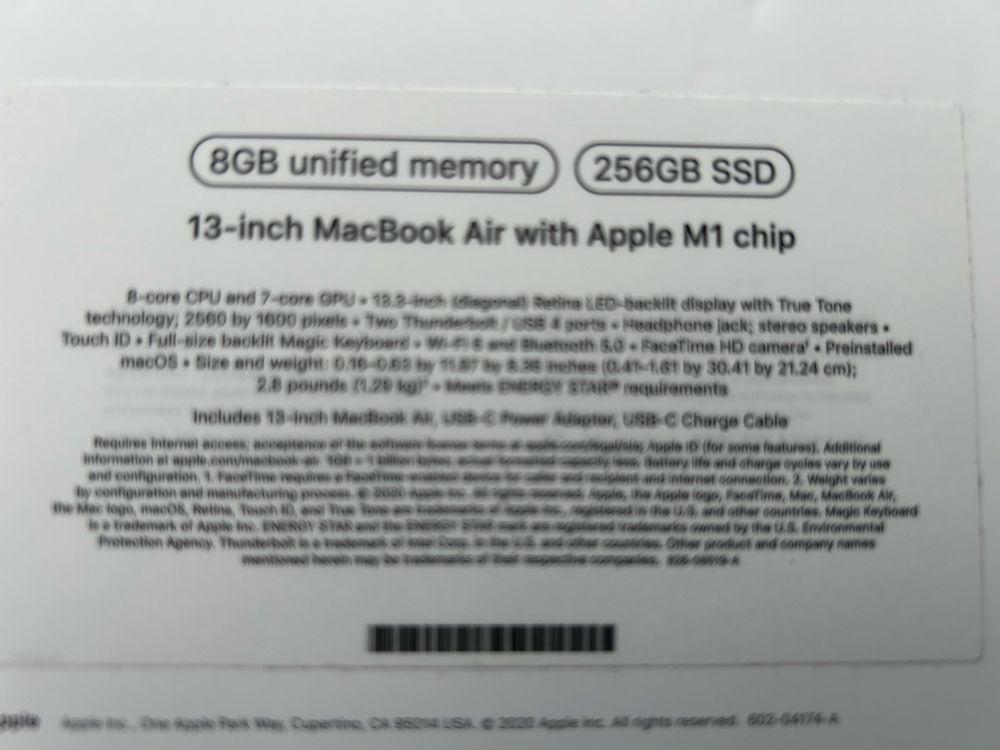Продавам Apple MacBook Air (M1, 2020) 256/8GB