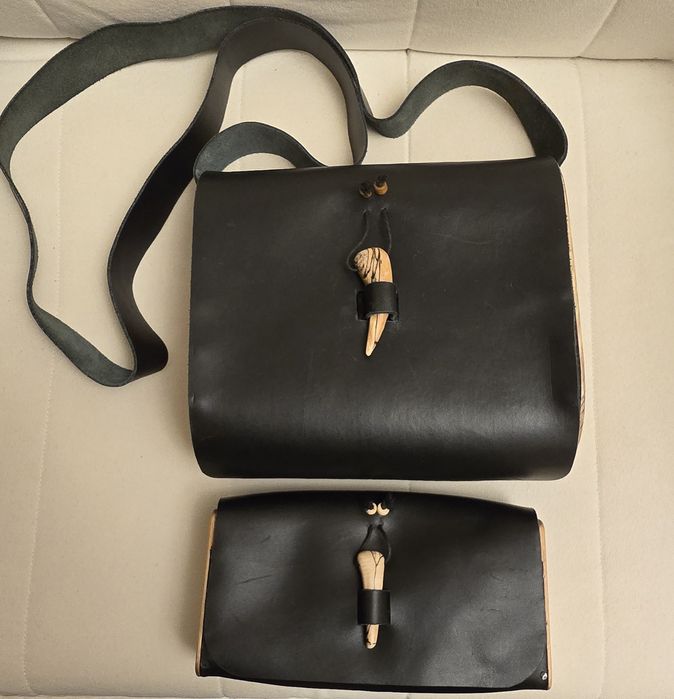 Geanta poseta si borseta deosebite /piele  /unicat atelierele Lemnivor