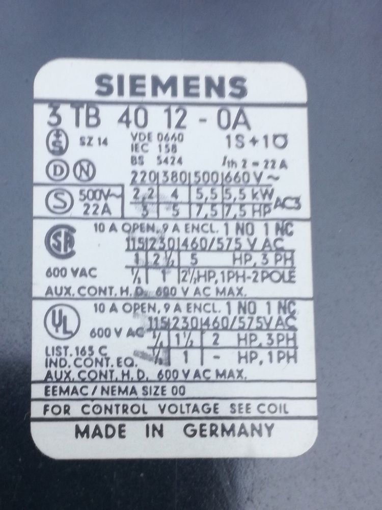 Електрически контактори SIEMENS - нови 4 бр.