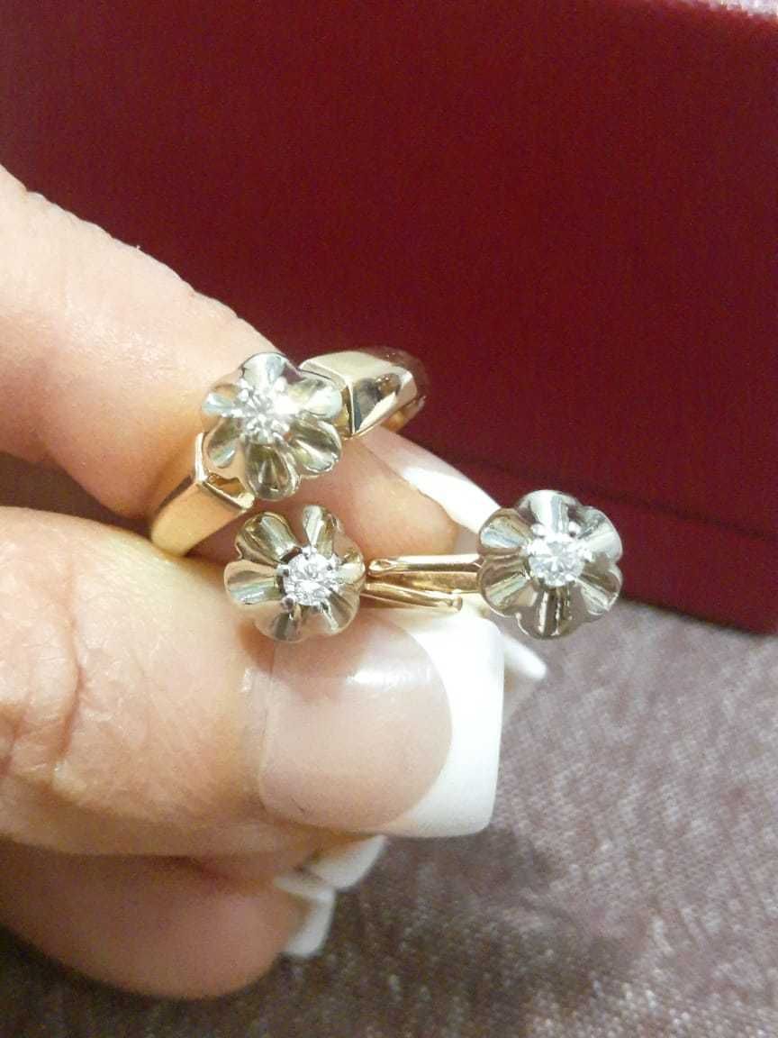Продам советские серьги и кольцо с якутскими бриллиантами.