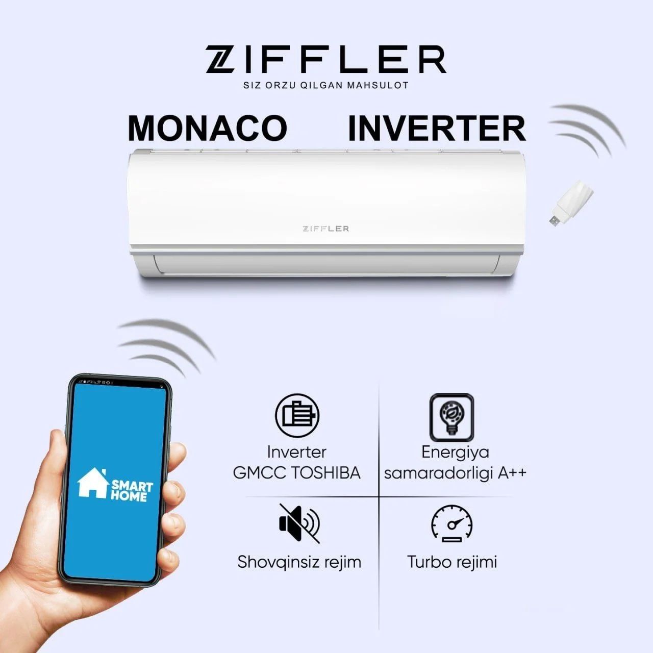 Кондиционер ZIFFLER MONACO 12 Full DC-Inverter Wi Fi Гарантия+Доставка