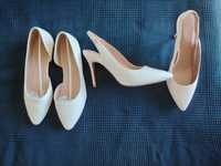 Pantofi cu toc și balerini, albi, 41