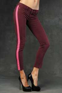 Blugi / pantaloni Hudson, stil tuxedo, crop, burgundy, 25 / xs-s, noi