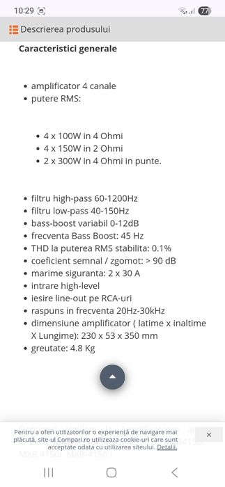 SUPEROFERTA 350 lei Amplificator Crunch Blackmaxx mxb 4150i alpine kic
