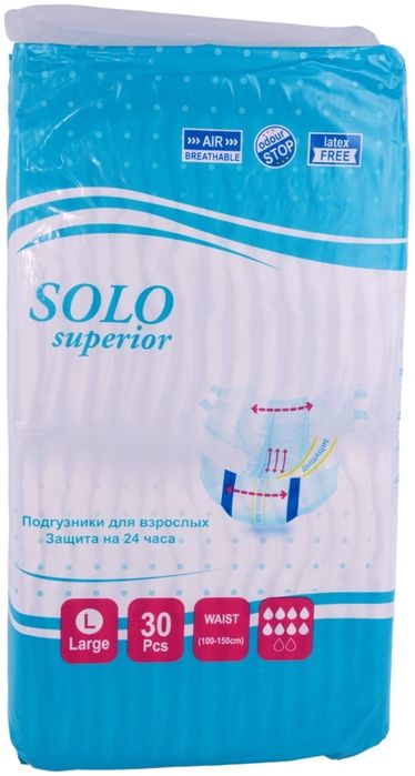 Подгузники для взрослых SOLO SUPERIOR размер L, 30 штук в упаковке