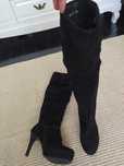 Cizme imblanite negre piele intoarsa,38