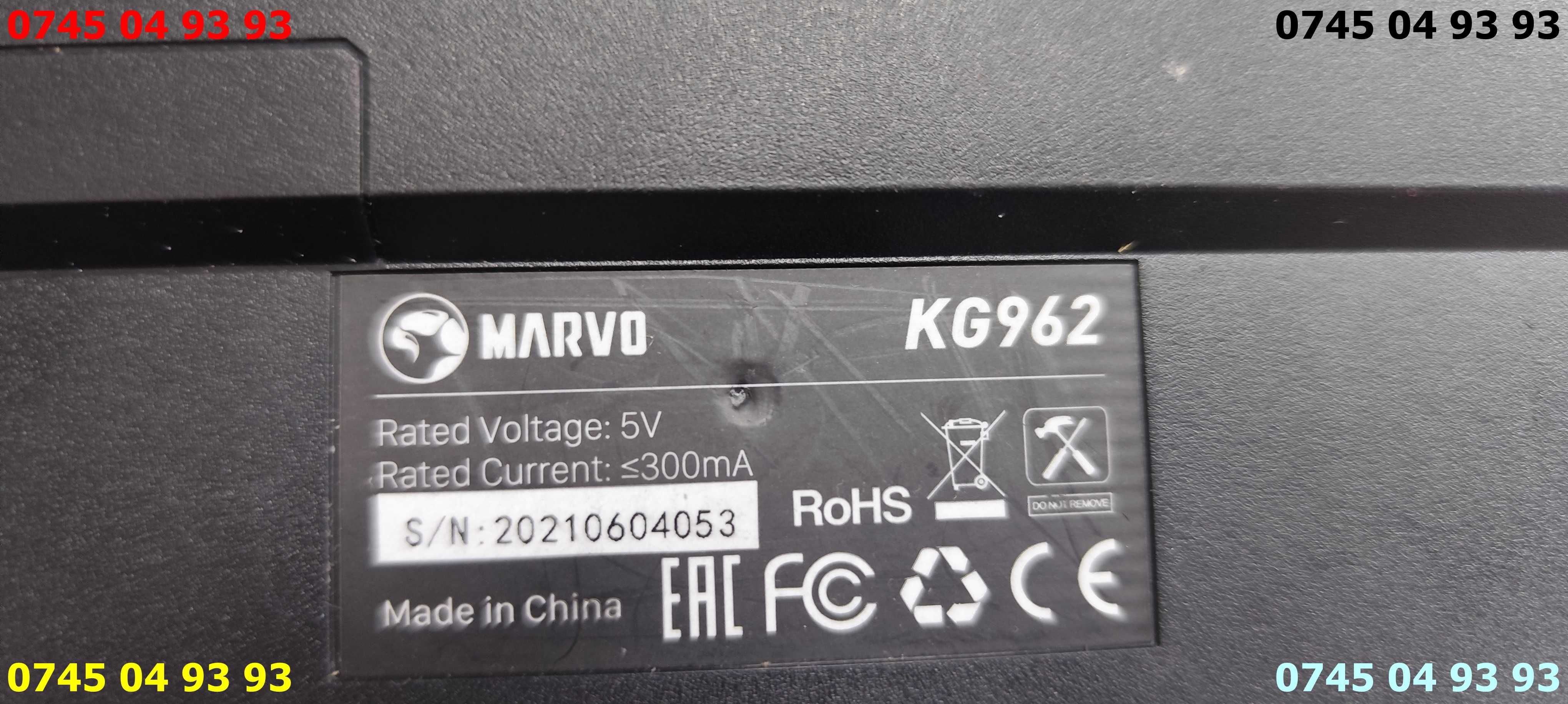 tastatura gaming MARVO KG962 cu iluminare cu mufa tip C ca noua