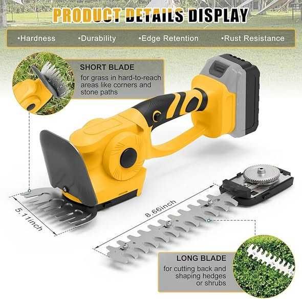 Set de foarfece de iarbă cu baterie, compatibile cu Dewalt 18 V 20 V,