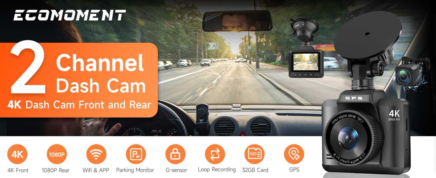 4K+1080P Dash Cam Front and Rear