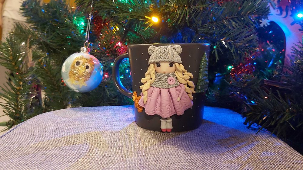 Cadou Craciun pentru sotie iubita cana papusa handmade