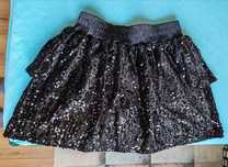 Fusta neagra catifea cu paiete