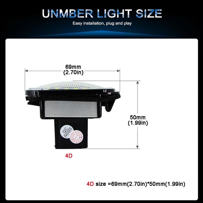 Плафони LED 3027-9 за регистрационен номер 2бр. за Mercedes Benz C-Cla