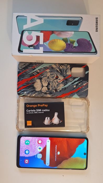 Samsung Galaxy A51 128 Gb plus cutie doua huse si SIM cartela Orange