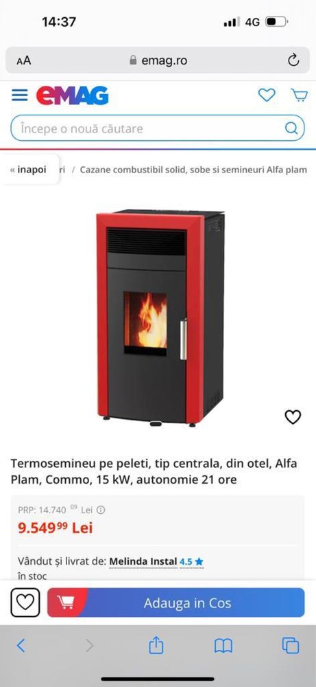 Termosemineu pe peleti Commo Alfa Plam