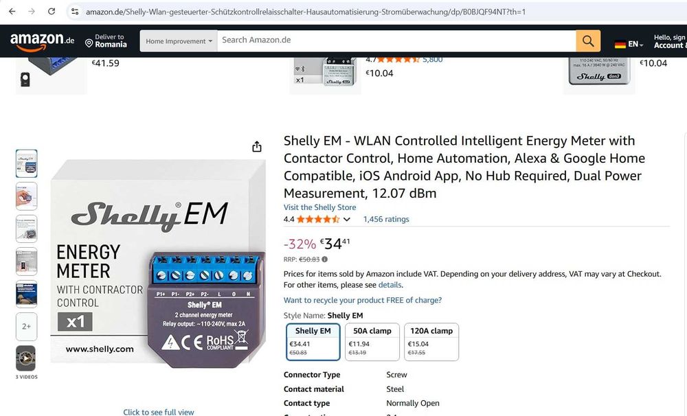 Contor inteligent de energie Shelly EM
